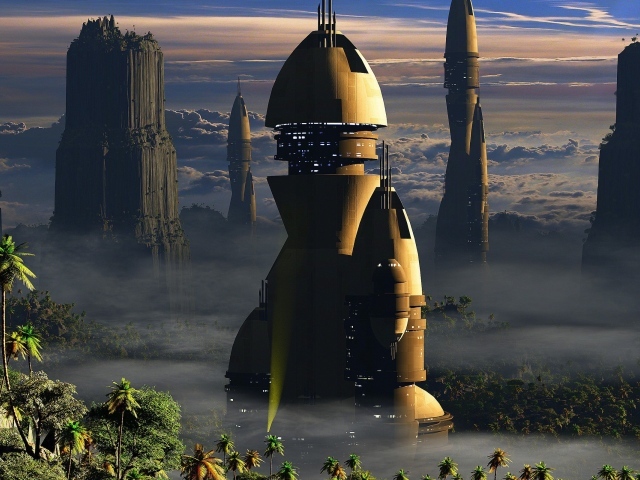 Фэнтези город в стране пальм