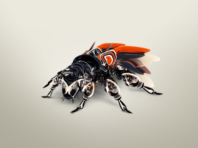 Муха робот на сером фоне