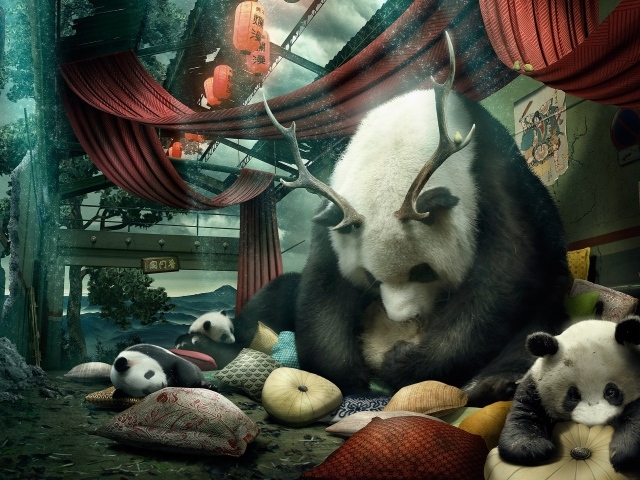 Мама панда с рогами