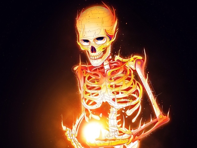 Скелет горит огнем