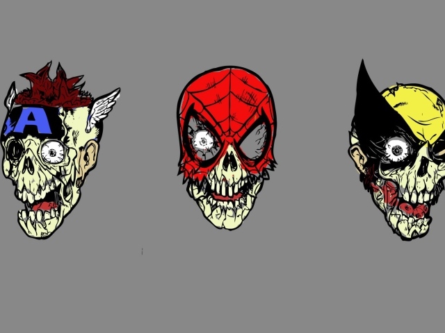 Супергерои зомби, серый фон