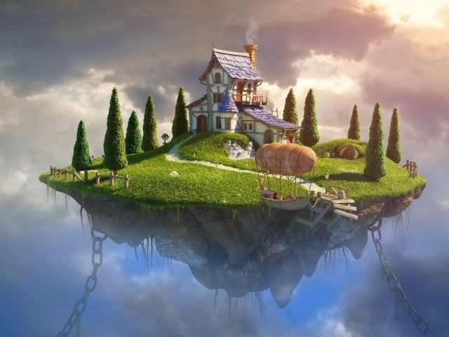 Дирижабль у летающего острова