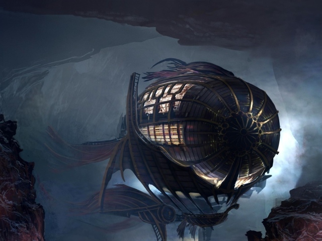 Дирижабль спрятан в пещере