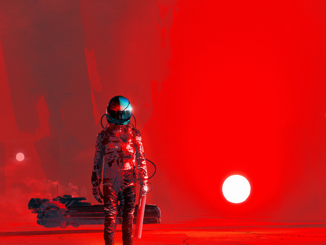 Девушка космонавт в красной дымке, Kuldar Leement