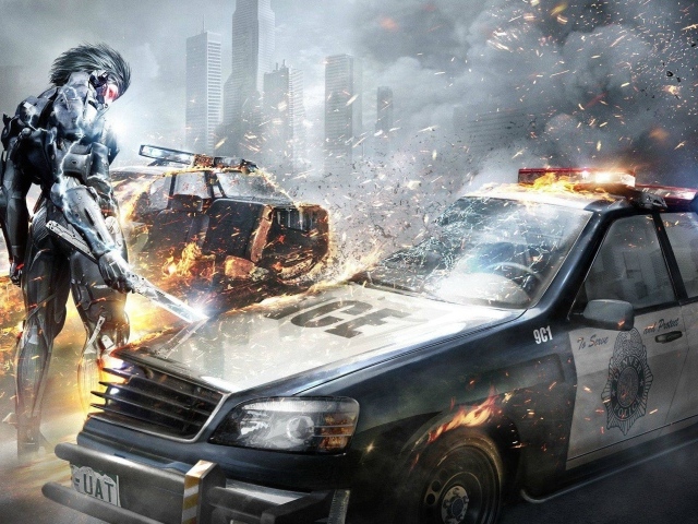 Злодей разрушил машину полицейских