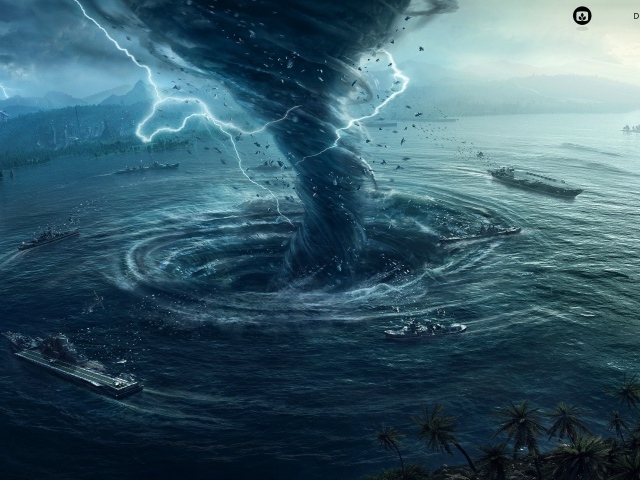 Торнадо создало водоворот в заливе