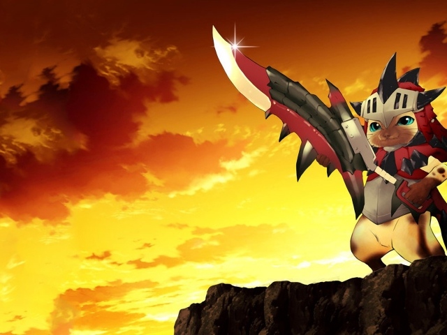 Кот воин, игра Monster Hunter