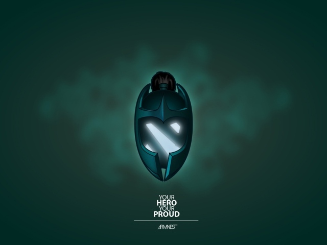 Маска из игры Dota 2, зеленый фон