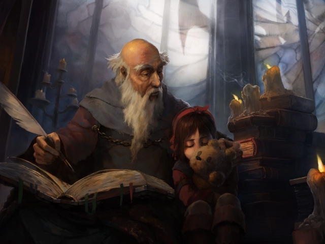 Старик и девочка, игра Diablo