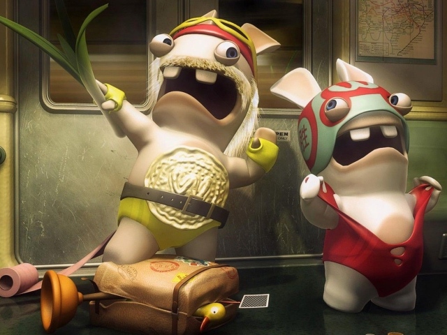 Два персонажа игры Rayman Raving Rabbids