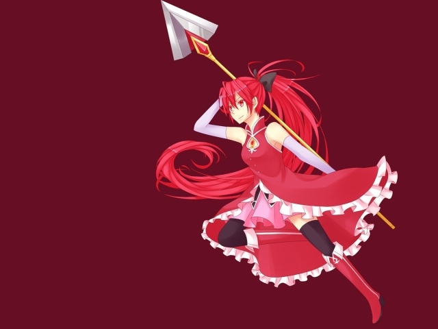Девушка на красном фоне, аниме Девочка-волшебница Мадока