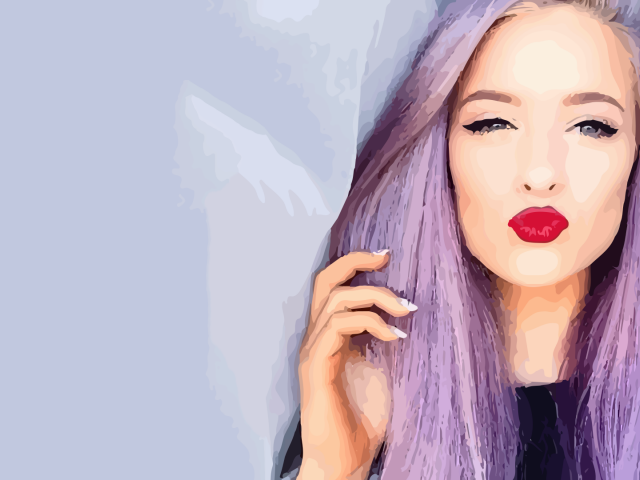 Девушка с фиолетовыми волосами, рисунок