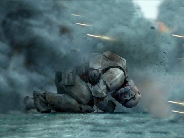 Окровавленный штурмовик под огнем, Звездные войны