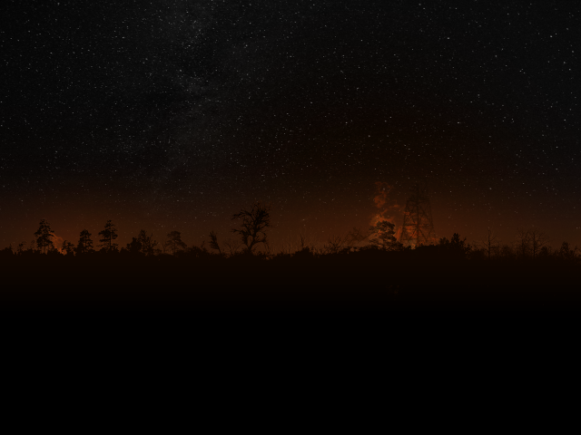 Силуэты на фоне заката и звездного неба