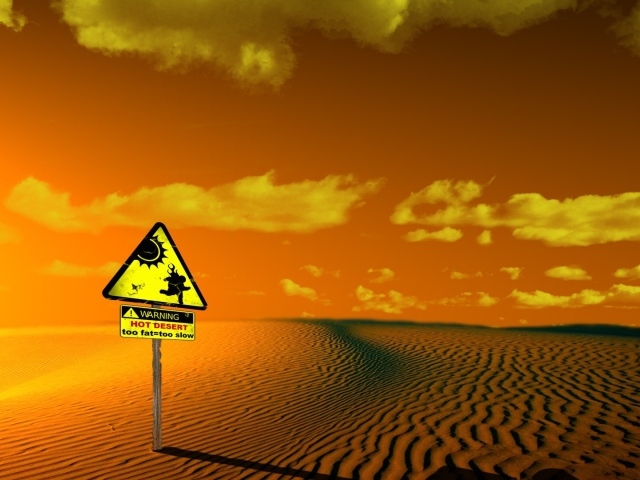 Знак предупреждающий о жаркой пустыне