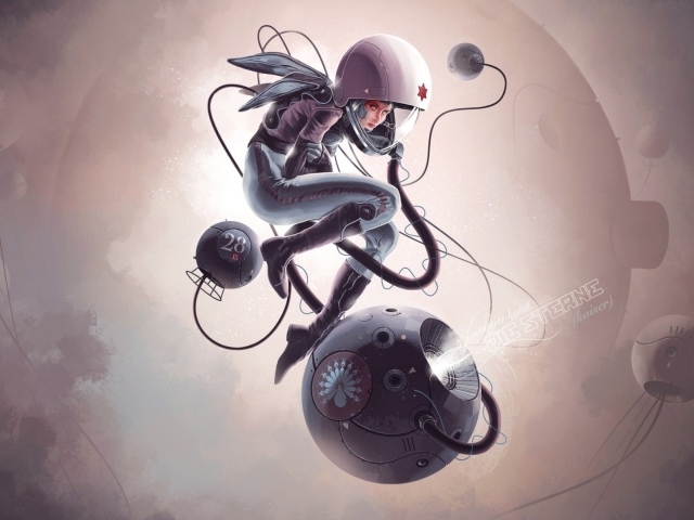 Астронавт с приборами в космосе