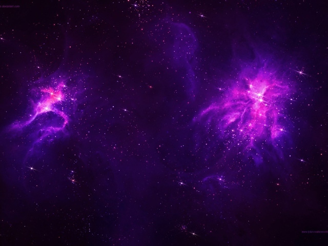 Две фиолетовых галактики в космосе