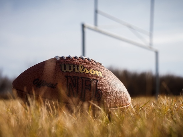 Мяч для американского футбола на поле