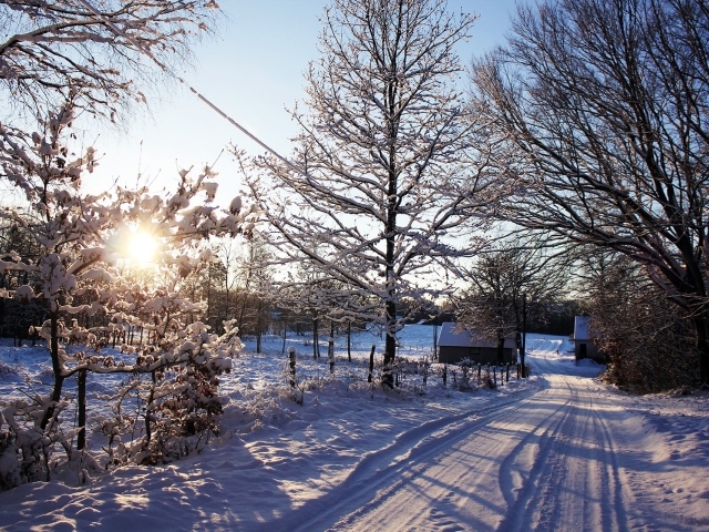 Зимняя дорога в Швеции