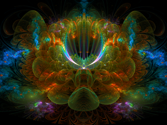 Необычный разноцветный фрактальный цветок  