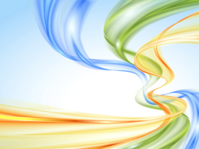 Вертикальные голубые, оранжевые и зеленые  абстрактные волны