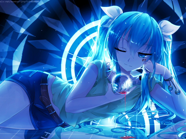 Девушка  Мику Хацунэ аниме Вокалоид 