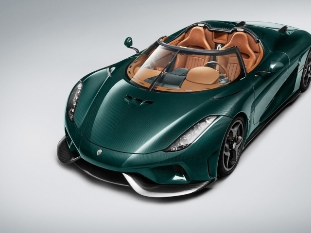 Зеленый автомобиль кабриолет  Koenigsegg Regera