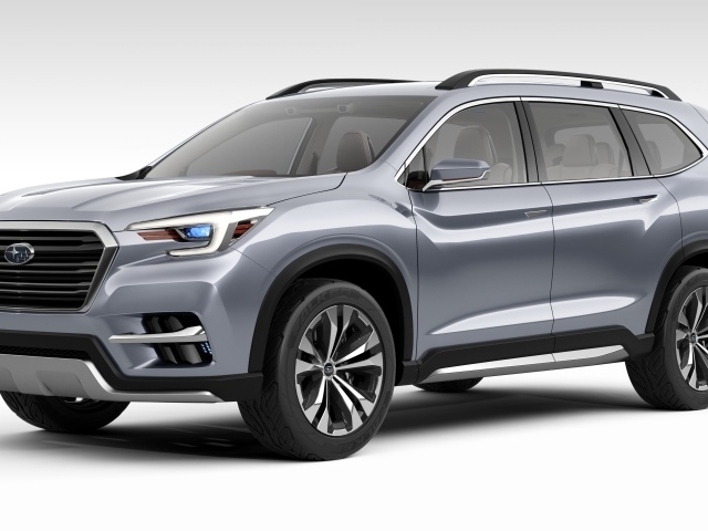 Серебристый внедорожник  Subaru Ascent, 2018 на белом фоне