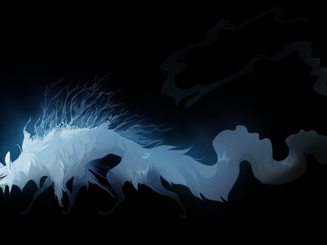 Фантастическое животное из тьмы на черном фоне