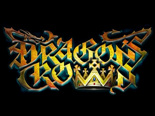 Логотип компьютерной игры  Dragon's Crown, 2017 на черном фоне