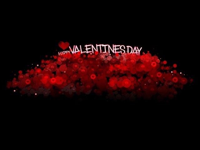 Сердечки и надпись с Днем Святого Валентина на черном фоне 