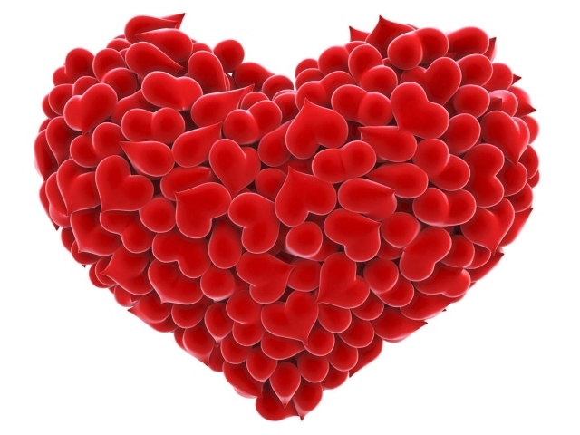 Много сердец в виде сердца на белом фоне 
