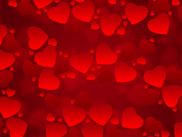 Сердечки на красном фоне