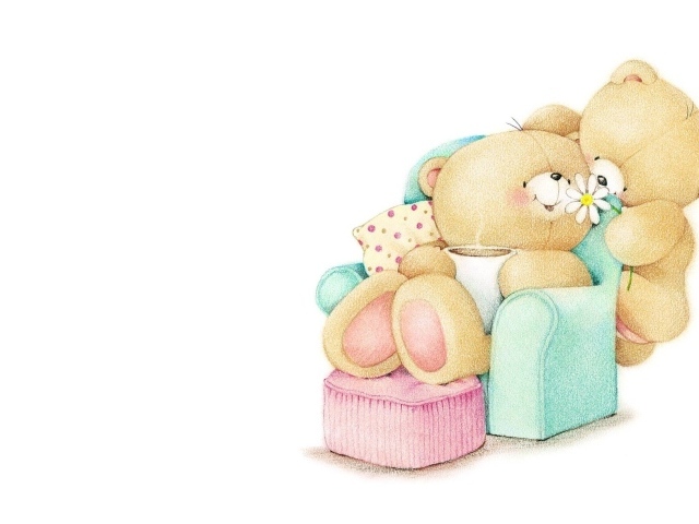 Влюбленные мишки Тедди на белом фоне