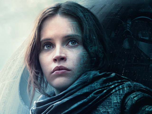 Джин Эрсо и силуэт Дарта Вейдера Изгой-один. Звёздные войны Истории 