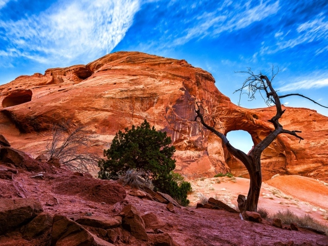 Каменный каньон под красивым голубым небом