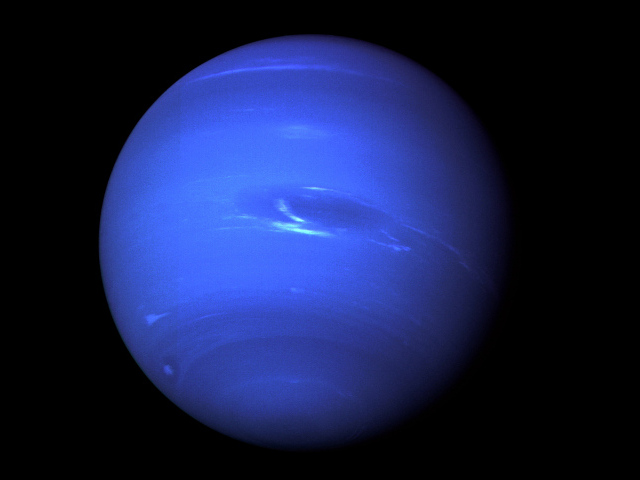 Голубая планета Нептун на черном фоне 