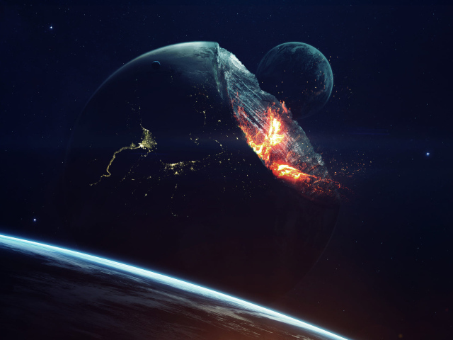 Извержение планеты земля  в космосе