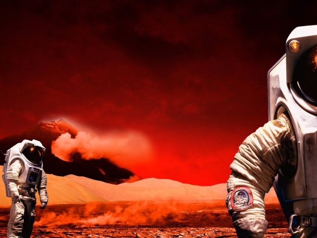Космонавты на поверхности Марса 