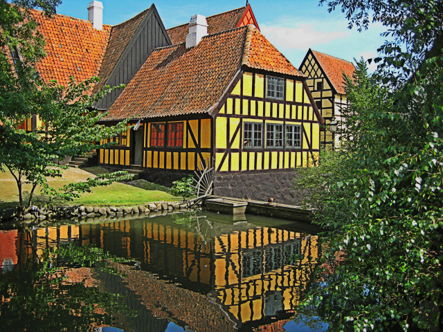 Старый город музей Ден Гамле Бю в Орхусе, Дания 