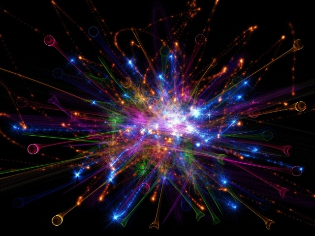 Яркие абстрактные лучи на черном фоне