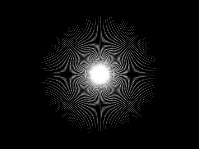 Яркий светящийся круг с лучами на черном фоне