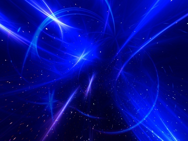 Сверкающие белые полосы на голубом фоне, абстракция 