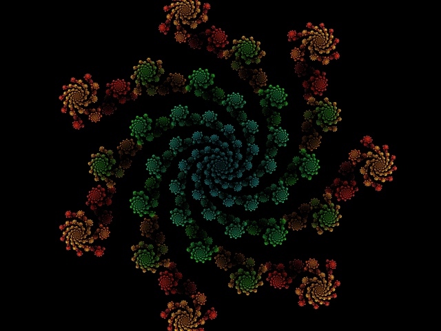 Узорный фрактальный рисунок на черном фоне