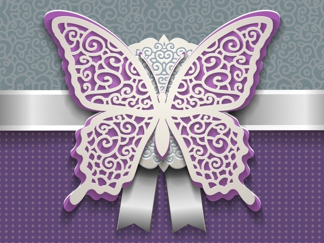 Пурпурная бабочка с белым, 3д графика