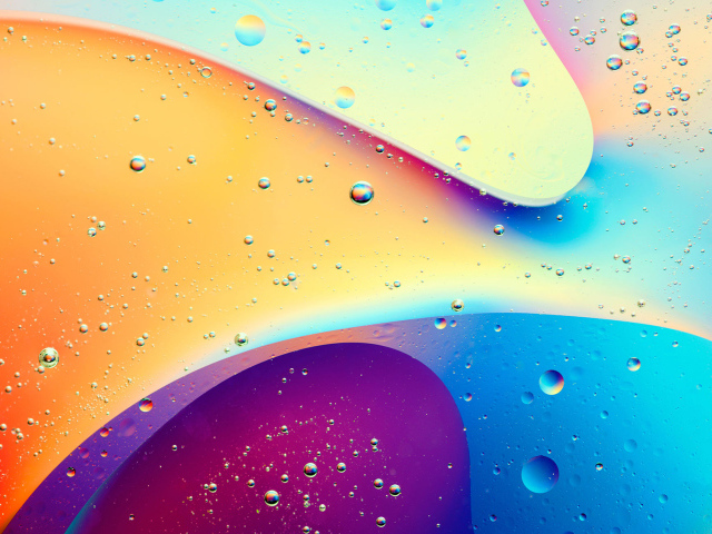 Капли воды на разноцветном фоне, 3д графика
