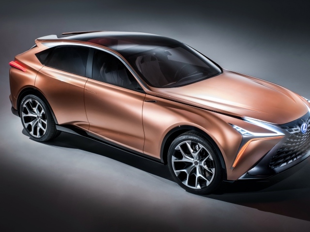 Автомобиль Lexus LF 1, 2018 на сером фоне