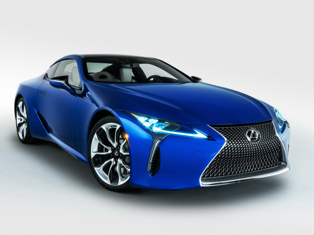 Спортивный синий автомобиль  Lexus LC 500, 2018