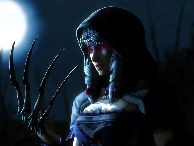 Фантастическая девушка с длинными когтями на руках