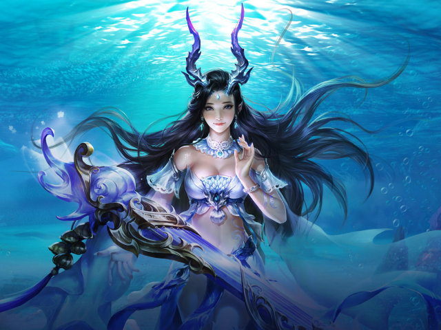 Девушка русалка под водой, фэнтези